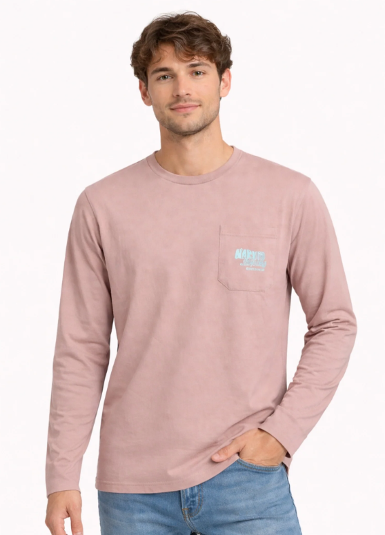 Dusty Pink Graphic Pocket Shirt