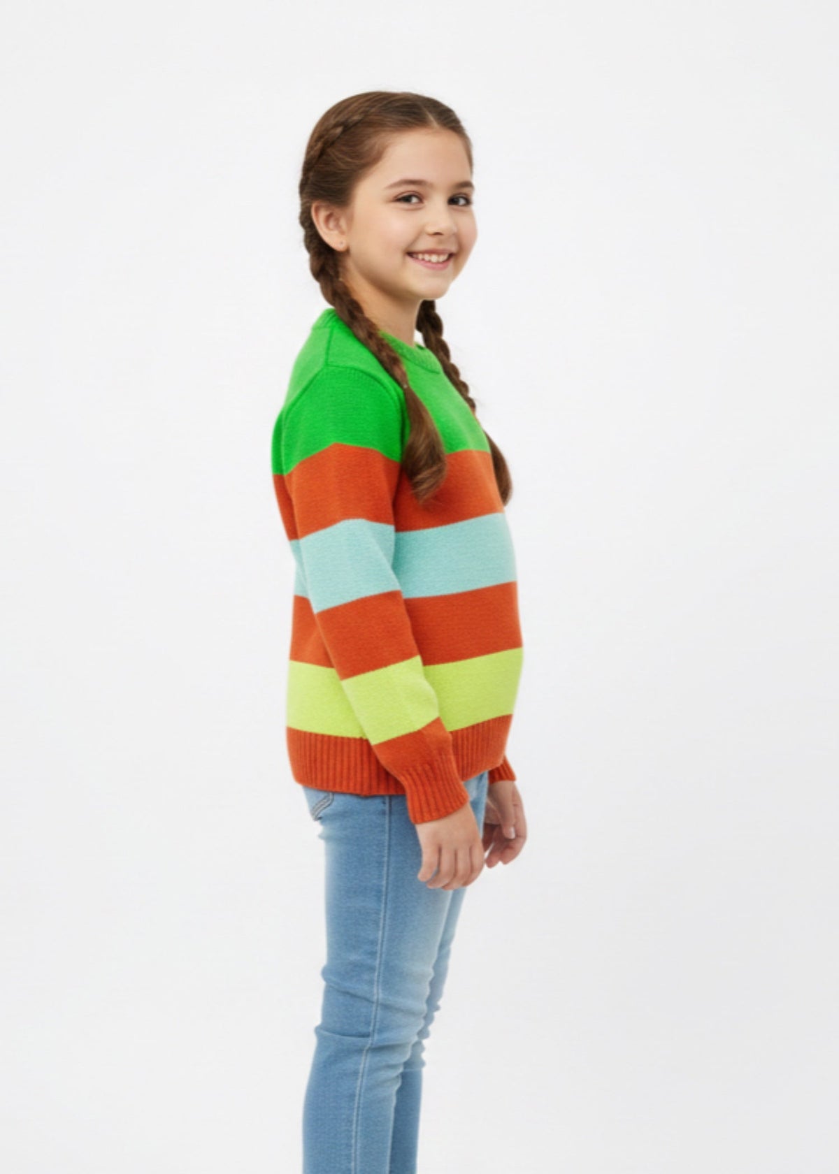 Girls Kid's Sweater with multiple lines