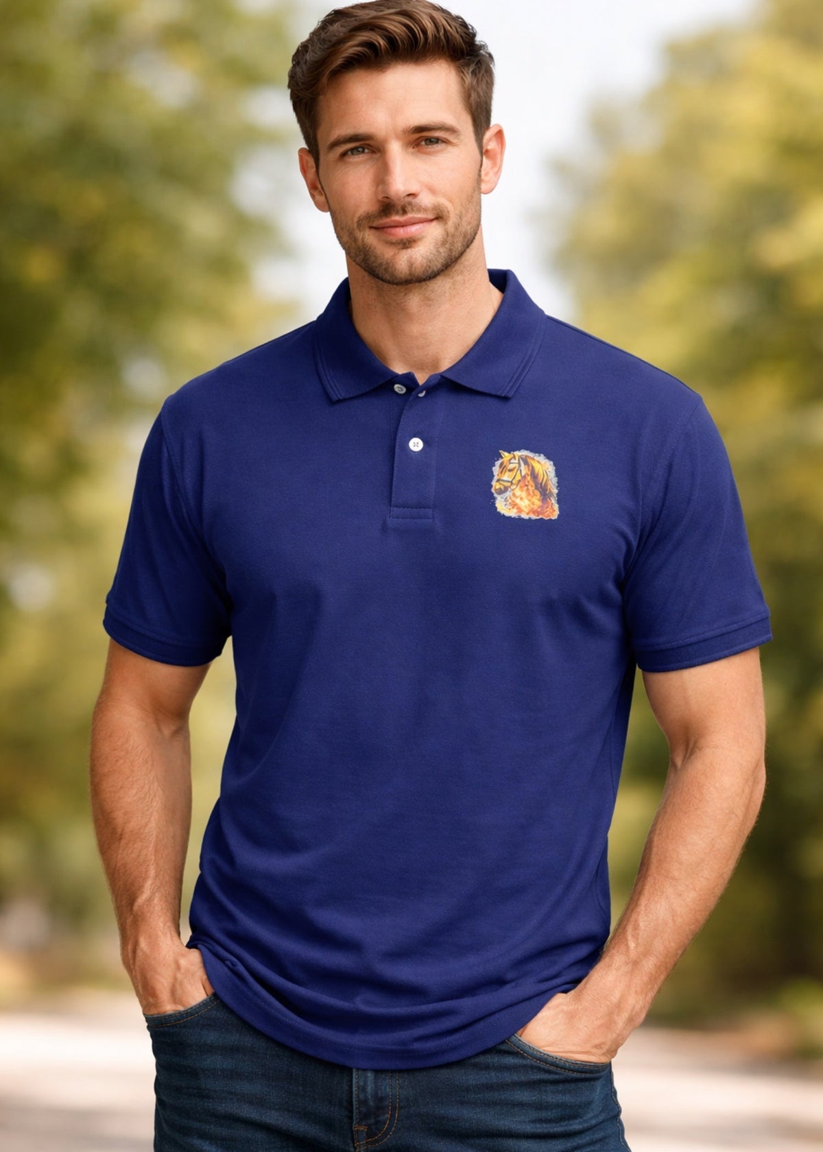 IA-10 Navy Blue Polo Men's