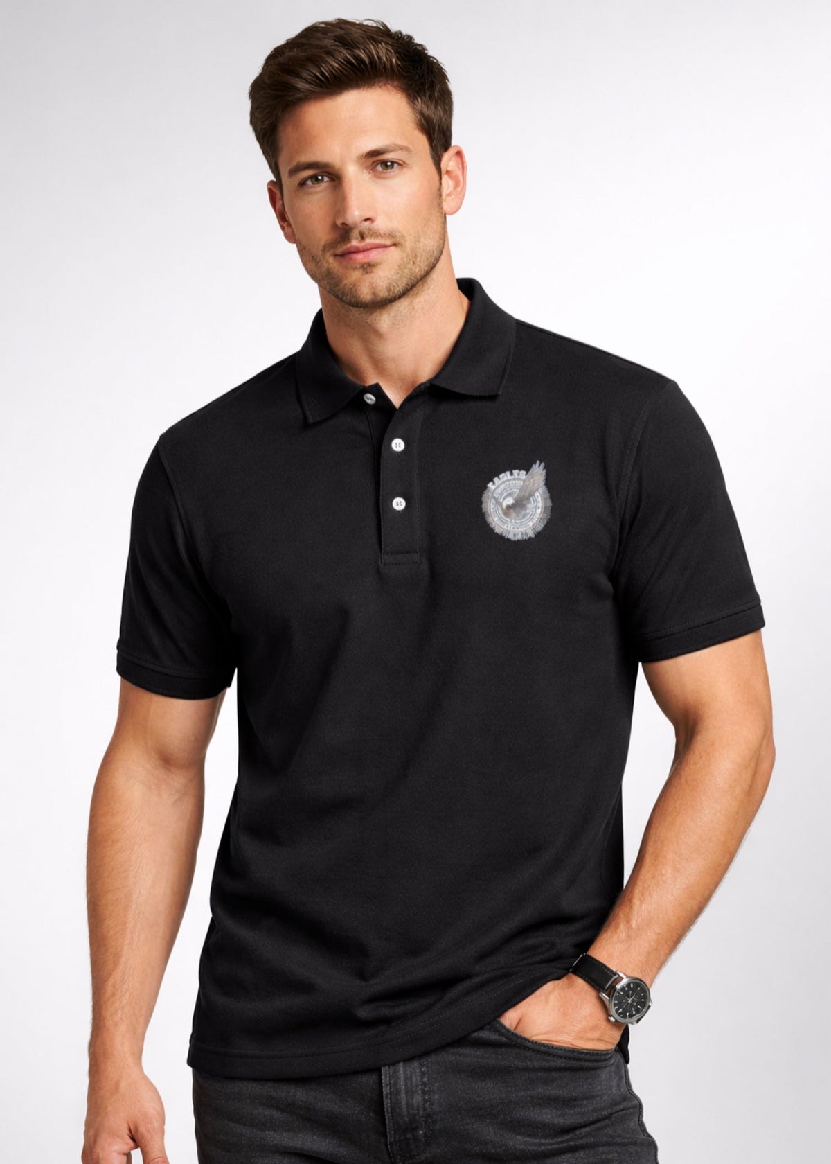 IA-30 Black Men's Polo