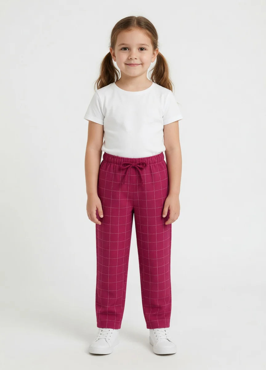Girls Check Pant PINK