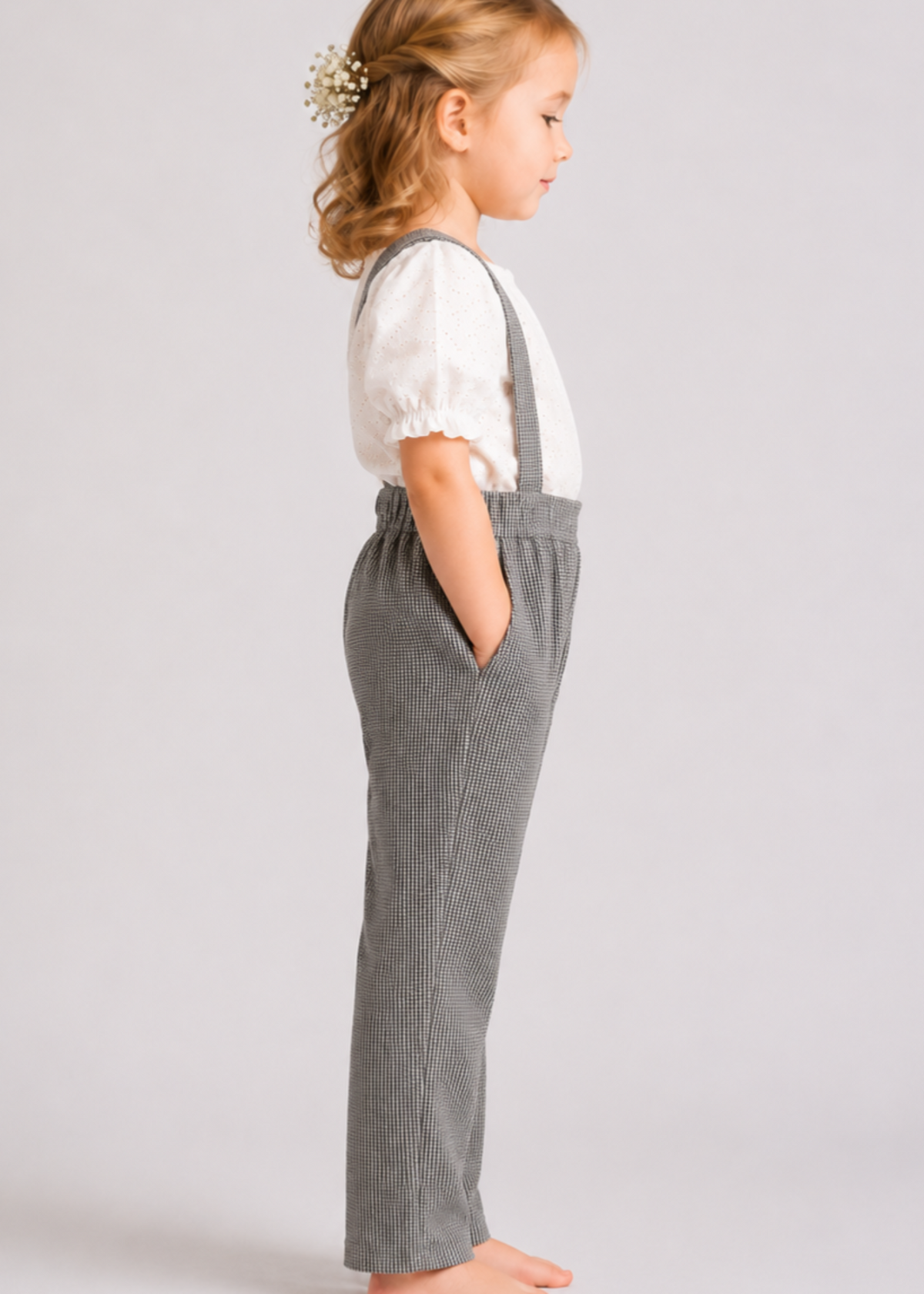 Girls Dungaree Grey