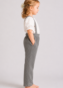 Girls Dungaree Grey