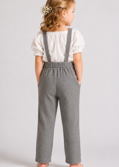 Girls Dungaree Grey