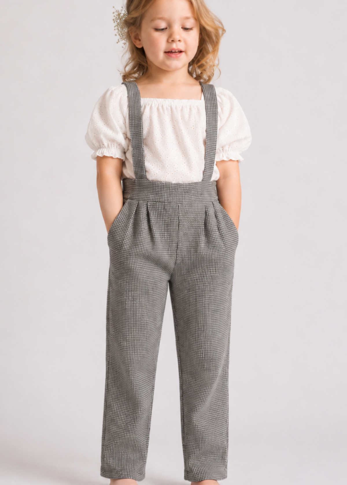 Girls Dungaree Grey