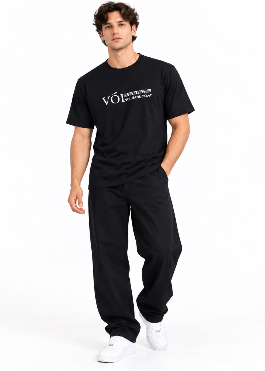 Men's "VÓI JEANS CO." Logo Graphic T-Shirt – Black