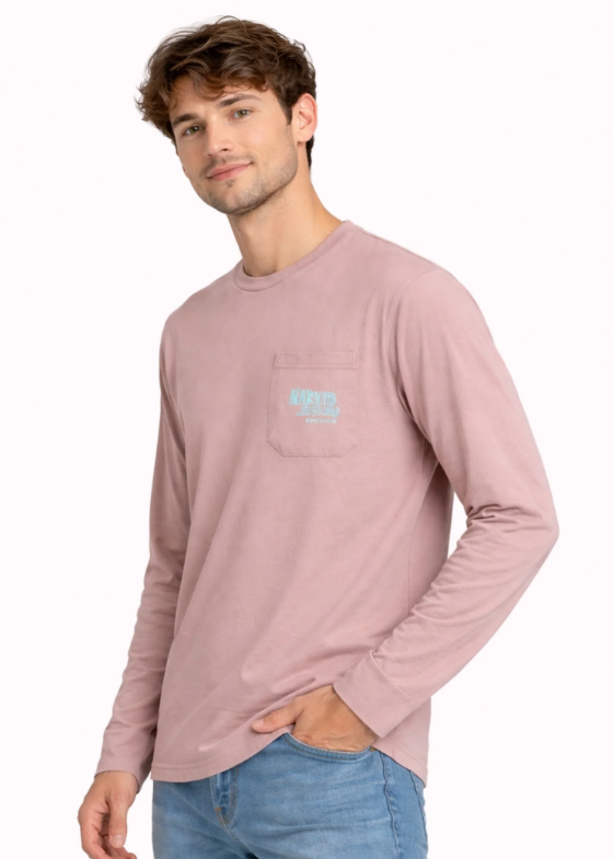 Dusty Pink Graphic Pocket Shirt