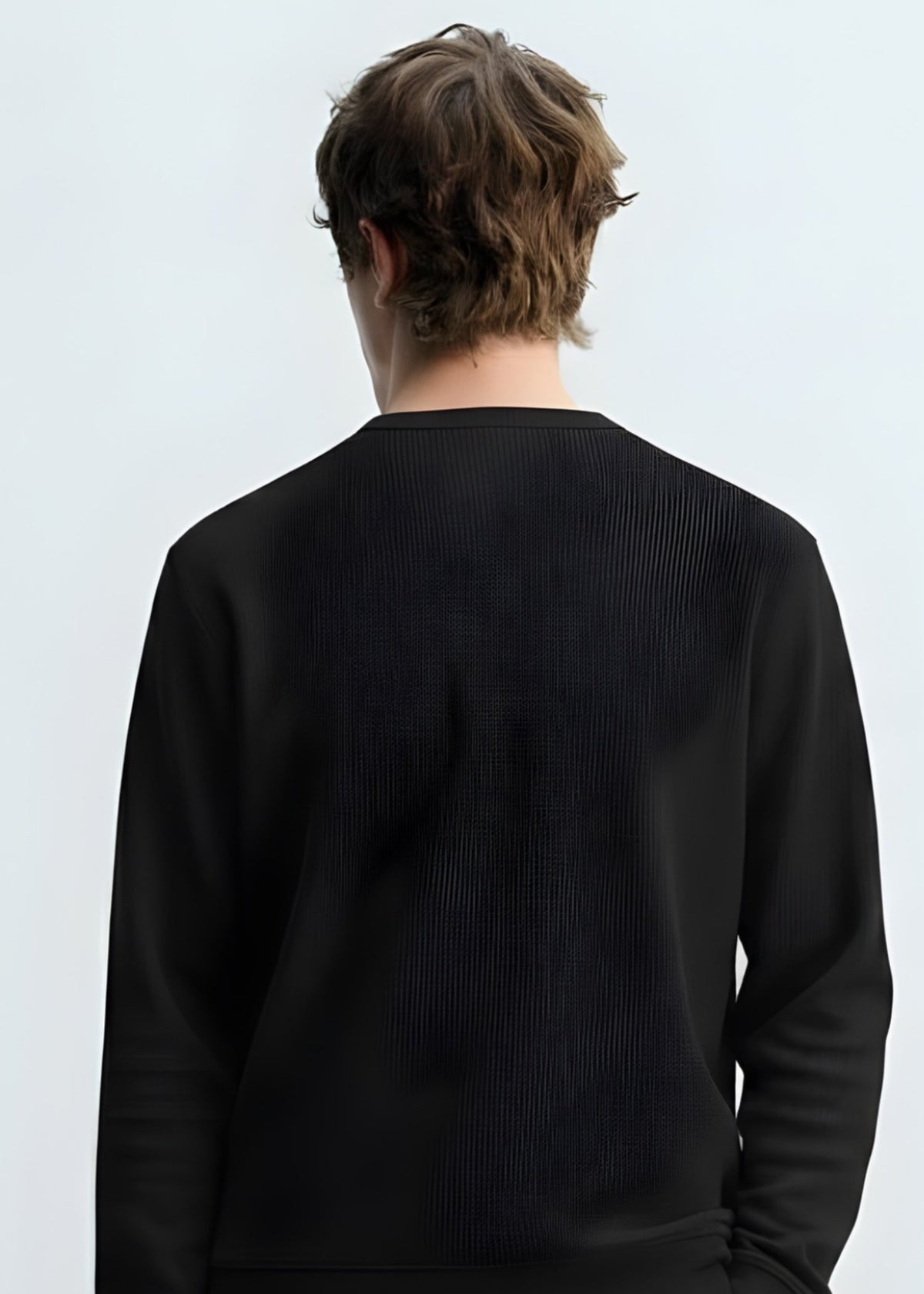Classic Button-Neck Black Sweatshirt-6