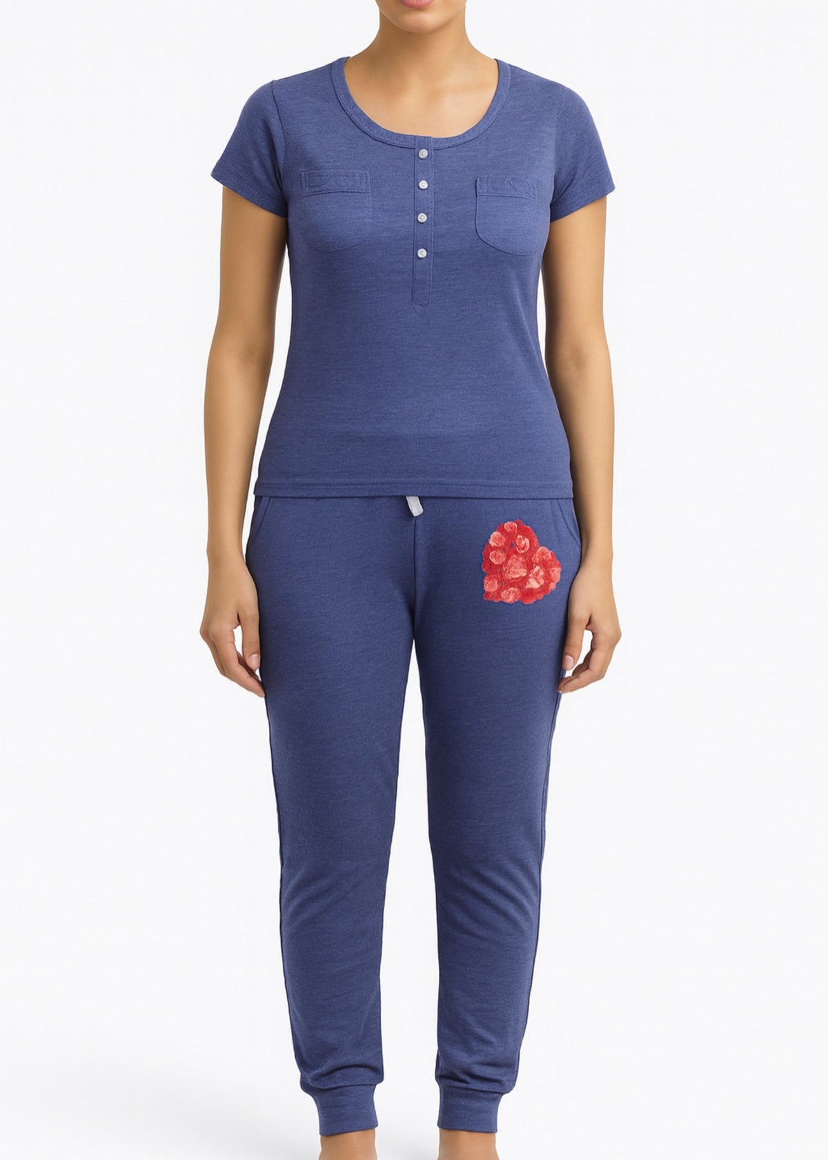 Women Navy Blue Night Suit