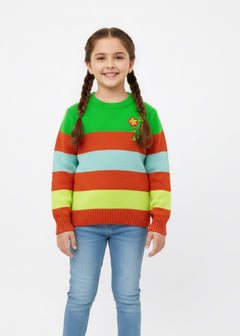Girls Kid's Sweater with multiple lines